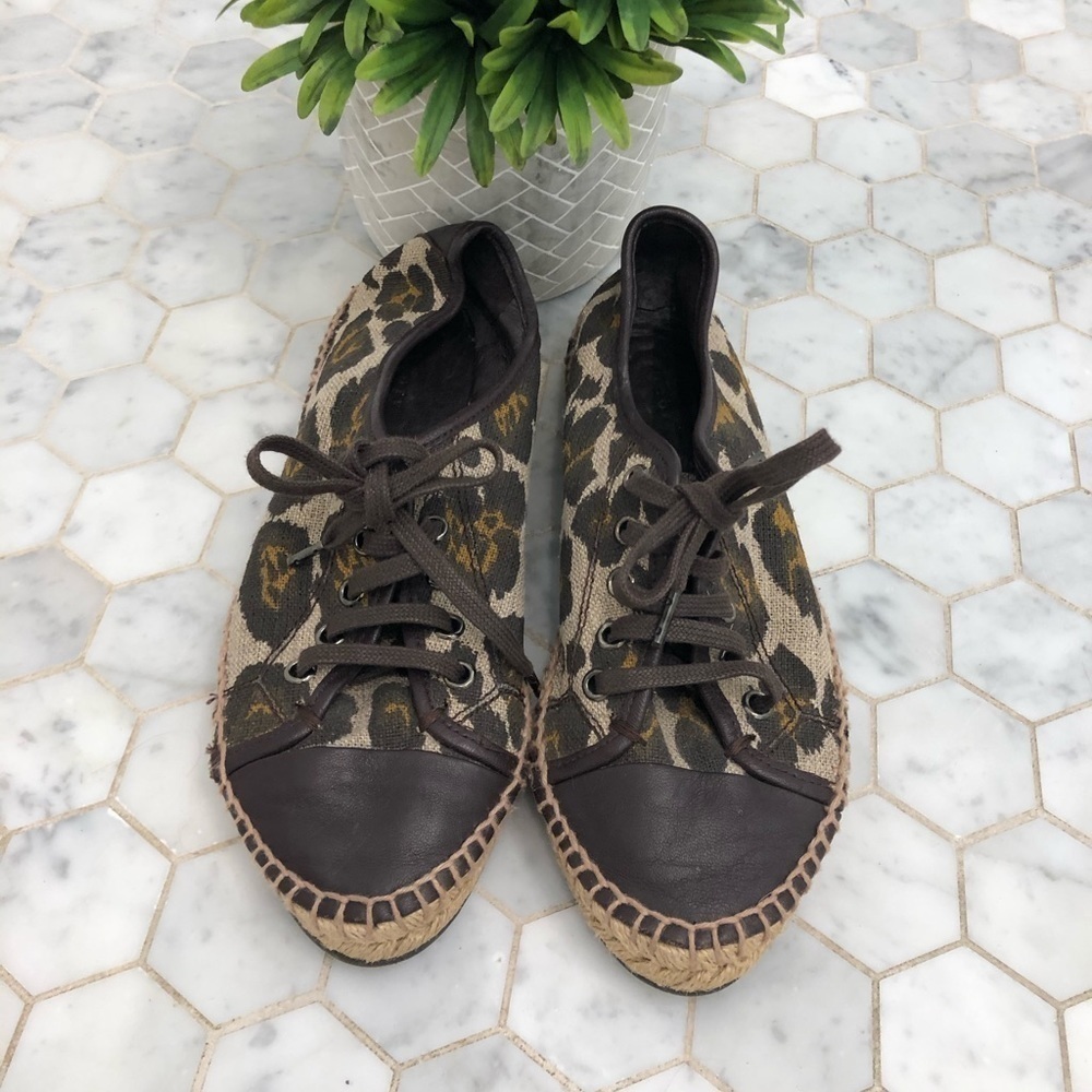 THEORY leopard espadrille shoes